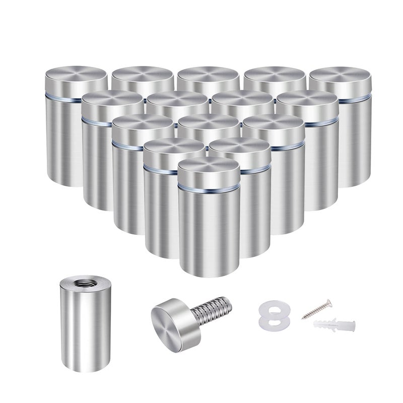 Osring 3/4 x 1 Inch Sign Standoffs Mounting Hardware 16 Pack, Wall Screw Standoff Holder Stainless Steel Advertising Nails for Displaying Acrylic Board and Signage, Silver - Image 1